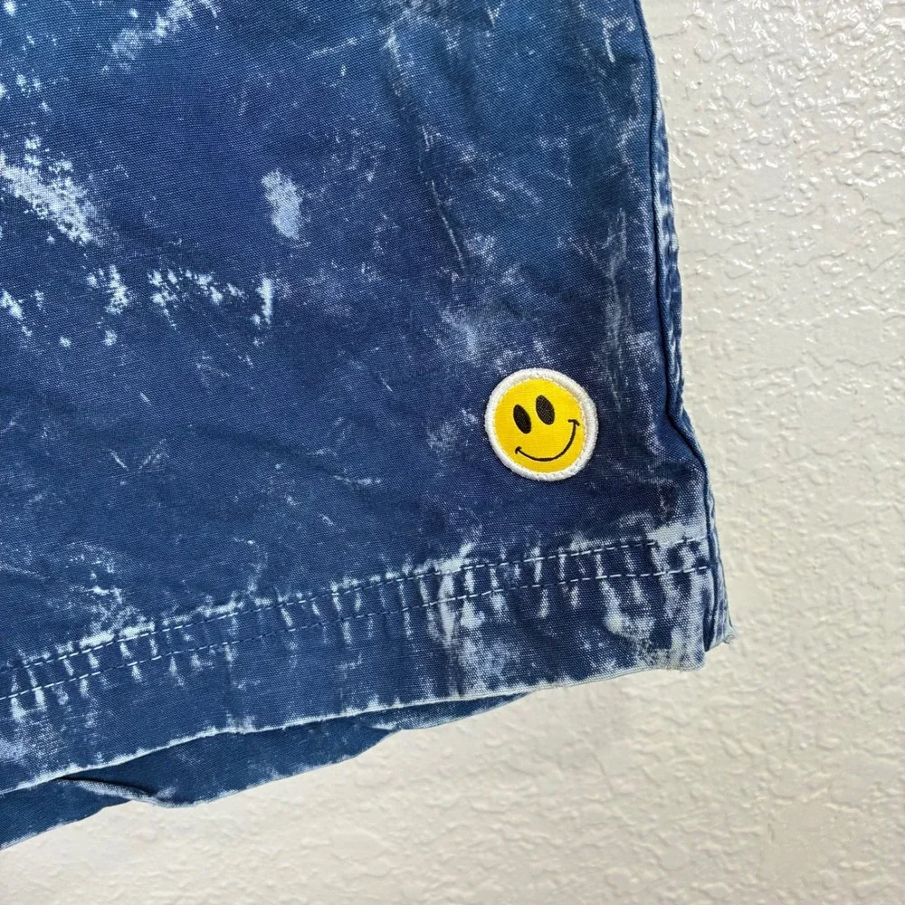 Limited Research Group Mens Acid Wash Shorts Blue Smiley Face Size 34